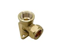 PlumbEZ 15mm x 1/2 Inch Female Compression Wall Plate Elbow for Outside Tap - Brass Wallplate Elbow Connector, Outdoor Tap Fitting, BS EN 1254-2 Approved Plumbing Joint