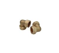 PlumbEZ 28mm Compact Compression Elbow Fittings - Brass 90° Plumbing Bend for Copper & Plastic Pipe | Leak Proof Compression Joints for Water, Gas & Heating Systems (5)
