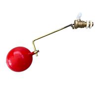 PlumbEZ Adjustable 1/2" Inch Part 2 Ball-Cock Float Valve with Ball/Float for Toilet Cistern & Water Tank, Ball Valve Ballcock for Cisterns & Water Troughs. Part 2 Ball Valve with Float