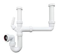 Universal Double Bowl Sink Waste Kit and Half Bowl Trap Kit - Multi-Fit 1.1/2" 40mm Double Bowl P Trap Kit with Washing Machine Waste Splitter, Sink Waste Kit BS EN 247-1:2002 75mm Water Seal
