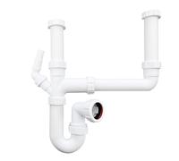 PlumbEZ Double Bowl Sink Waste Kit and Half Bowl Trap Kit - Multi-Fit 1.1/2" 40mm Double Bowl P Trap Kit with Washing Machine Waste Splitter, Sink Waste Kit BS EN 247-1:2002 75mm Water Seal