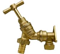 Plumbez Outside Tap Kit With Wall Plate Elbow - Wras Approved 1/2" Brass Garden Bib Tap And 15mm Compression Wallplate