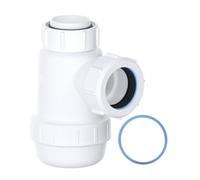 PlumbEZ Shallow Bottle Trap 32mm 1-1/4" with Anti-Slip Ring, Space Saving 38mm Seal Kitchen Sink Waste Kit, BS EN274-1 Compliant Urinal Bottle Sink Trap.