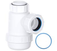 Plumbez Shallow Bottle Trap 32mm (1.25") With Anti-Slip Ring, 38mm Seal Space-Saving Sink Waste Kit, Bs En2574-1 Compliant