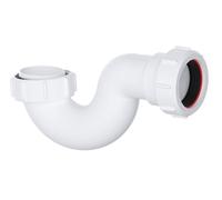 PlumbEZ Shallow P Trap 40mm (1.1/2 Inch) Bath Trap/Shower Trap with Universal Outlet, White Shallow Bath Trap and Bath Waste Pipe Solution