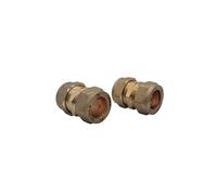 PlumbEZ WRAS 15mm Straight Coupling Brass Compression Fittings Pack of 2, BS EN 1254-2 Compliant Plumbing Fittings for Copper Pipe, Ideal for 15mm Copper Pipe Connections
