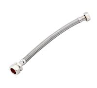 PlumbinBitsUK 22mm x 3/4" BSP Flexible Braided Hose - 300mm Long, Silver, Stainless Steel, Flexible Hose for Bath Taps