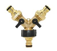 Plumbing Fittings Ball Valve Hose Connector Brass Female 3/4" 2 Way Tap Water Splitter 5/8" Garden Tap Y Quick Connector Irrigation Valve Hose Pipe Adapter 1pcs(B)