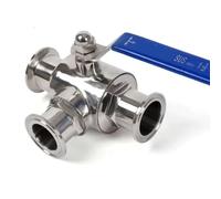 Plumbing Fittings, Stainless Steel Sanitary T/L Port 3 Way Ball Valve, Pipe OD 19/25/32/38MM Ferrule Type 50.5mm Tri Clamp Ball Valve for Food Liquids Gases, 1pcs(T Port OD 32mm)