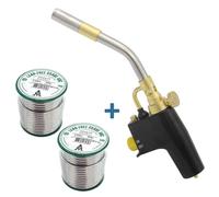 Plumbing Torch & Solder Set - Adjustable Self-Igniting Hand Torch + Two 500 g Lead-Free 3.25 mm Solder