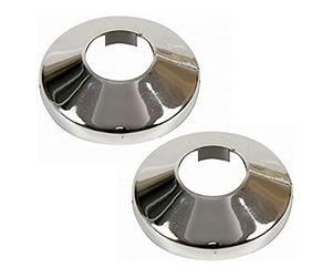 plumbing4home 2x Pieces Chromed PVC Plastic Radiator Pipe Cover Collar Rose 15mm Diameter