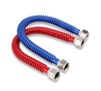PLUMBINGMASTER Stainless Steel Corrugated Water Heater Connector, 18-Inch, 1" FIP* 1" FIP red and blue color Corrugated Water flexible hose, Leak-Proof, 10-Year Warranty, 2-pack