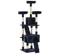 Plumbpyr Cat Scratching Post with Sisal Columns 170 cm Blue, Climbing Tower with Platform, Cave, Lying Area, Resting Place and Toy for House Paws in the Home and on the Floor