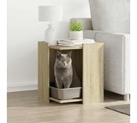 Plumbpyr Sonoma Oak Wood Cat Litter Tray 42 x 42 x 51 cm Furniture with Hidden Design as a Cat House and Side Table for Home and House Cat with Cuddly Function and Claw Care