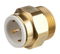 Plumbright White Plastic Push-Fit 22mm X 1" Bsp Brass Male Cylinder Connector Dzr Sbmcc6741M