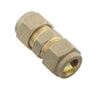Plumbsure Compression Straight Brass Coupler, (D)10mm X (L)41mm