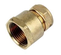 Plumbsure Compression Straight Brass Coupler, (D)22mm X (L)47mm