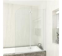 Plumbsys 100x140cm Bathtub Shower Screen 5mm Easy Clean Tempered Glass Chrome 2-Fold Bath Screen Panel with Pivot Hinges