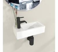 Plumbsys Bathroom Wall Hung Sink Ceramic Small Cloakroom Wash Basin Sink Left Hand