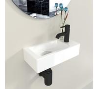 Plumbsys Bathroom Wall Hung Sink Ceramic Small Cloakroom Wash Basin Sink Right Hand