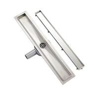 Plumbsys Linear Shower Drain L 70cm,Stainless Steel,2in1 Tile Insert Floor Drain Complete Set ，Shower Drain 360 ° rotatable Siphon with Odor Stop and Hair Strainer ，Drain Channel Extra Flat