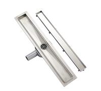 Plumbsys Linear Shower Drain L 80cm,Stainless Steel,2in1 Tile Insert Floor Drain Complete Set ，Shower Drain 360 ° rotatable Siphon with Odor Stop and Hair Strainer ，Drain Channel Extra Flat