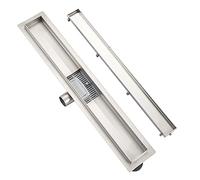 Plumbsys Linear Shower Drain L60cm,stainless steel,2in1 Tile Insert,Double-sided floor drain complete set ，Shower drain siphon with odor stop and hair strainer