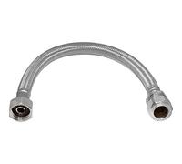 PlumbUniverse Flexible Tap Connector 15mm x 1/2" x 500mm Silver Braided Hose for Taps, Toilets