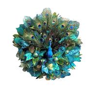 Plumdrop PeacockFeather Wreath Door Garlands Spring Summer Hanging Decoration Wall Mounted Ornament Festival Props for Party Yard