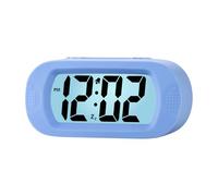 Plumeet Digital Alarm Clock Travel Clock with Snooze and Nightlight - Easy to Set Simple Bedside Alarm Clocks for Kids - Ascending Sound - Battery Powered (Baby Blue)