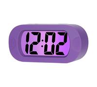 Plumeet Digital Alarm Clock Travel Clock with Snooze and Nightlight - Easy to Set Simple Bedside Alarm Clocks for Kids - Ascending Sound - Battery Powered (Purple)