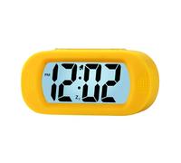 Plumeet Digital Alarm Clock Travel Clock with Snooze and Nightlight - Easy to Set Simple Bedside Alarm Clocks for Kids - Ascending Sound - Battery Powered (Yellow)