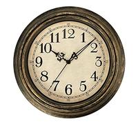Plumeet Retro Wall Clock, 10'' Non Ticking Classic Silent Vintage Wall Clocks Decorative Kitchen Living Room Bedroom - Battery Operated