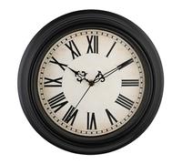 Plumeet Retro Wall Clock, 12'' Non Ticking Classic Silent Vintage Wall Clocks Decorative Kitchen Living Room Bedroom, Roman Numerals, Battery Operated, Black