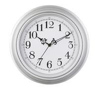 Plumeet Retro Wall Clock, 12'' Non Ticking Classic Silent Vintage Wall Clocks Decorative Kitchen Living Room Bedroom - Battery Operated, Silver