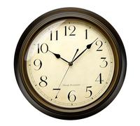 Plumeet Retro Wall Clock 13'' Non Ticking Classic Silent Metal Wall Clocks Decorative Kitchen Living Room Bedroom - Battery Operated (13'', Arabic Numerals)