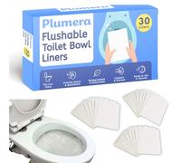 Plumera Flushable Toilet Bowl Liners | 30 Pack XL | Eco-Friendly Biodegradable | Caravan Motorhome RV | Travel | Public Toilet Cover Hygeine Barrier | Chron's | IBS | No Stains | No Splash