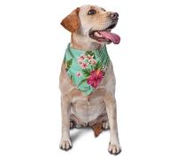 Plumeria And Hibiscus Flowers Print Exotic Jungle Palm LeafDog Bandanas Cat Puppy Scarfs Washable Pet Handkerchief