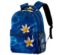 Plumeria Flower in the Water Printed Large Travel Backpack Multiple Pockets Adjustable Straps Causal School Backpack Unisex Work Daypack
