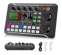 Plumflex F998 Live Sound Card Audio Mixer Podcast, Voice Changer for Board for Microphone Karaoke