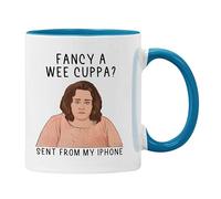 Plumfoolery Baby Reindeer Mug Coaster Cuppa Tea Martha Emails Sent from My iPhone (Blue)