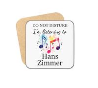 Plumfoolery Do Not Disturb I’m Listening to Hans Zimmer Mug or Coaster - Soundtrack Fan, Film Score - Composer Gifts - 11oz Ceramic - Dishwasher Safe - Handmade UK (Coaster)