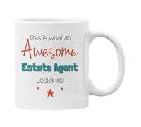 Plumfoolery Estate Agent Mug Coaster This is What an Awesome Estate Agent Looks Like Birthday Gift Him Her (White)