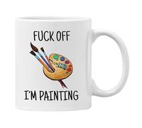 Plumfoolery F Off I’m Painting Mug Coaster Funny Gift Him Her Artist (White)