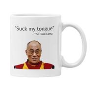 Plumfoolery Funny Dalai Lama Mug Suck My Tongue Gift for Men or Women Handmade UK (White)