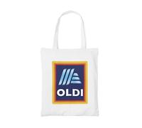 Plumfoolery Funny Oldi Logo Tote Bag For Life Eco Shopper Funny Gift Men Women Reusable Bag (White)