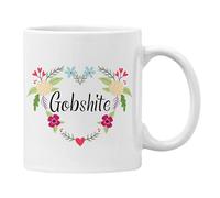 Plumfoolery Gobs**te Mug Profanity Gift Funny Floral Heart for Her Best Friend Girlfriend Wife (White)