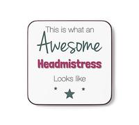 Plumfoolery Headmistress Mug Coaster This is What an Awesome Head Mistress Looks Like Gift Him Her (White) (Coaster)