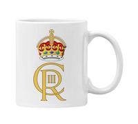 Plumfoolery HM King Charles III Mug Coaster Royal Cypher Tudor or Scottish Crown (White, Tudor Crown)