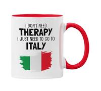 Plumfoolery I Don't Need Therapy I Just Need to Go to Italy - Mug or Coaster - Gift Men or Women I'd Rather be in Italy, Italian Gift - Dishwasher Safe 11oz Coffee Cup (Red Mug)